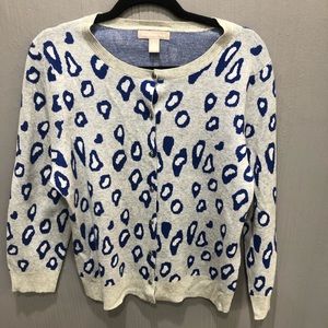 Banana Republic Blue and Grey Leopard Cardigan